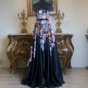 Floral sweetheart formal pageant lace up prom dress